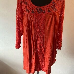 Women’s size 1x Araxa a lace Sleeve top orange p6